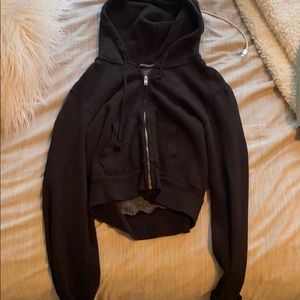 cropped zip up sweatshirt